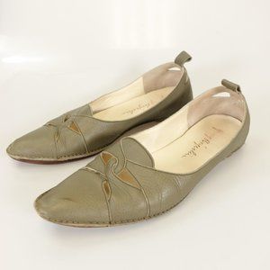 Henry Beguelin Shoes Leather 7 Sandals Ballet Flat Slide Slip On Green Y2K